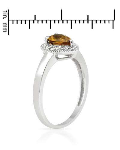 0.62ct Pear Quartz with Diamond Halo Ring in Silver