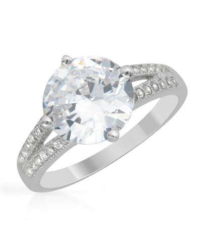 3.35ct CZ Split band Ring in Silver- Size 7, 8