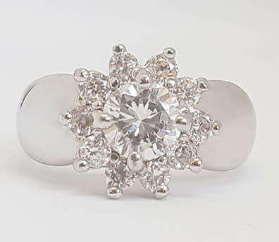 Cubic Zirconia Flower Style Costume Ring - Size R
