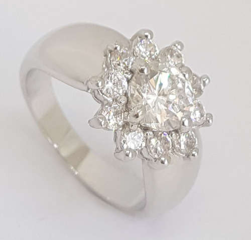 Cubic Zirconia Flower Style Costume Ring - Size R