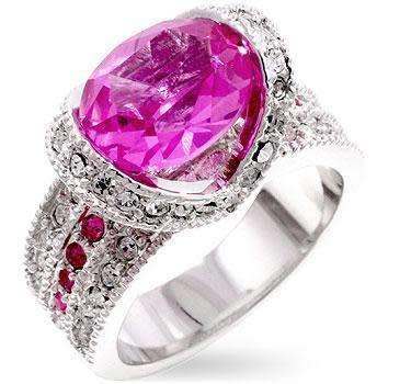 Pink Cubic Zirconia Ovaline Ring- Size 7-9