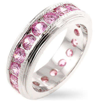 Costume Eternity band with pink Cubic Zirconias Size 9