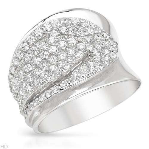 CZ Cluster Dress Ring in Silver- Size 7