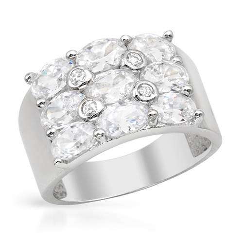 4.45ctw Oval CZ Cluster Ring in 925 Sterling Silver- Size 8