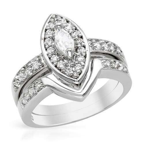 3.35ctw CZ Marquise Halo Split Set in Silver- Size 6/ 9