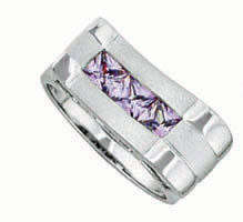 925 Sterling Silver Simulated Amethyst Dress Ring- Size 10