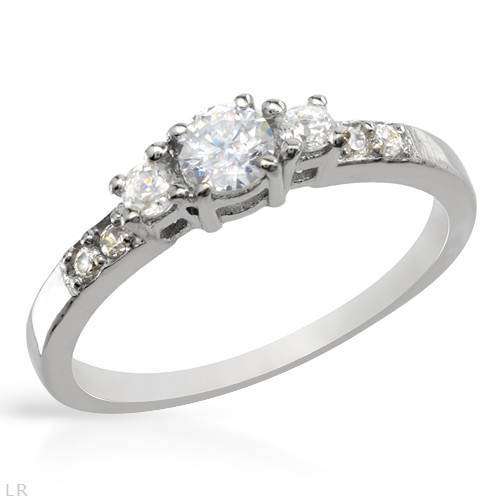 0.80ctw CZ Trilogy Ring in Silver- Size 5.5/6.5