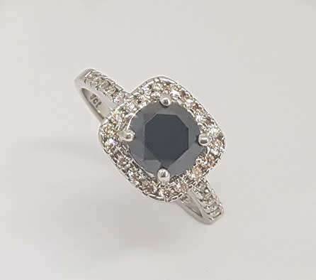 *CD DESIGNER JEWELRY* 1.8ct Black Moissanite and Natural Diamond Ring