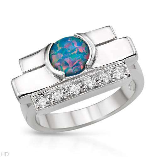 Created opal and CZ in Silver- Size 6.5, 8