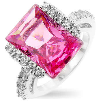 8.00ctw Pink and Clear CubicZirconia Ring- Size 5, 6, 8, 9