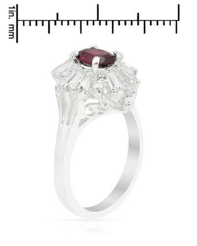 0.90ct Rhodolite Garnet and CZ Ring in Silver- Size 6