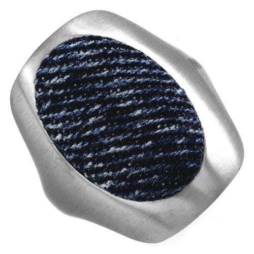 STAINLESS STEEL DENIM DRESS RING- Size 6, 7.5