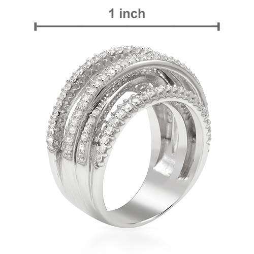 3.25ctw CZ Cross over design Ring in 925 Sterling Silver- Size 7