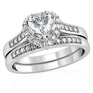 Heart Shaped CubicZirconia Wedding Set- Size 8