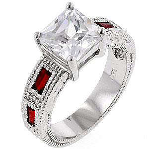 Simulated Ruby and Diamond Style Ring