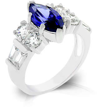 Simulated Tanzanite and Diamond Ring- Sizes 5-9