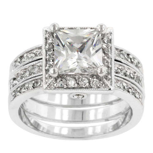 Princess Cut Simulated Diamond Bridal set- Size 5-10