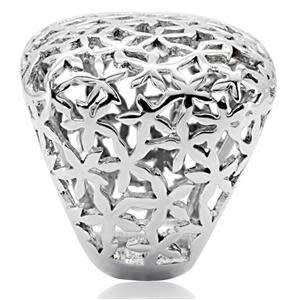 10.3 grams Floral Cut Out Stainless Steel Dress Ring Size 5