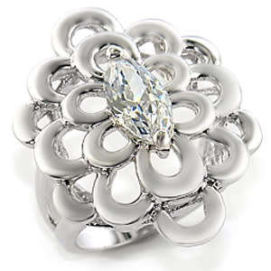 Floral Pattern Marquise CubicZirconia Cocktail Ring