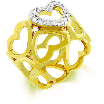 CubicZirconia Paved 2 Row Eternity Heart Ring Size 8