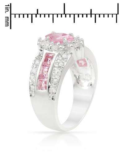 Clear and Pink Cubic Zirconia Dress Ring in 925 Sterling Silver- Size 8