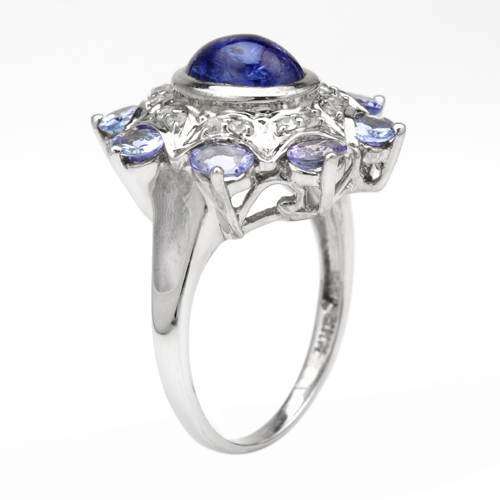 2.30ctw Tanzanite Fower shape Ring in Silver