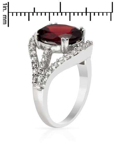 Garnet and Topaz halo ring in Silver- Size 6