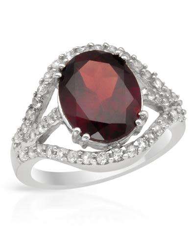 Garnet and Topaz halo ring in Silver- Size 6