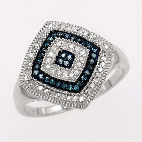 Natural Diamond Ring in 925 Sterling Silver