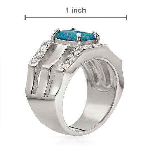 Created Opal and 0.55ctw CZ Ring in Silver- Size 7.5