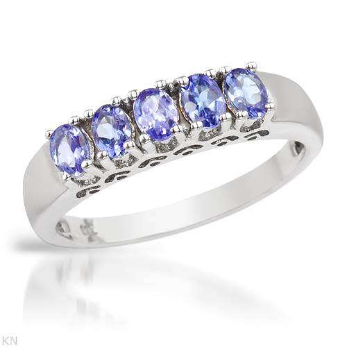 0.85ctw Oval Tanzanite Band in Silver- Size 7