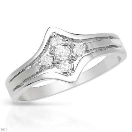 0.50ctw CZ Cluster Ring in Silver- Size 6.5