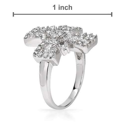 2.75ctw CZ Cross Ring in 925 Sterling Silver- Size 6