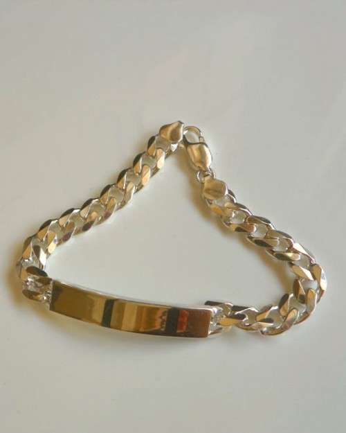 21cm Curb ID Bracelet in Silver