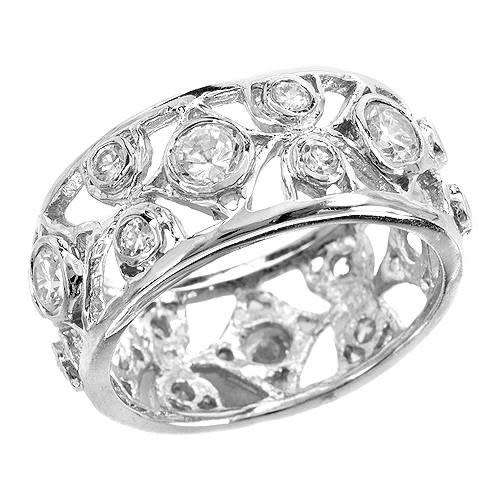 2.10ctw Cubic Zirconia Eternity Ring in Silver- Size 6