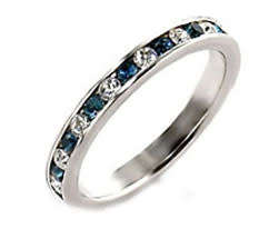 Crystal Sapphire eternity ring in Silver- Size 10