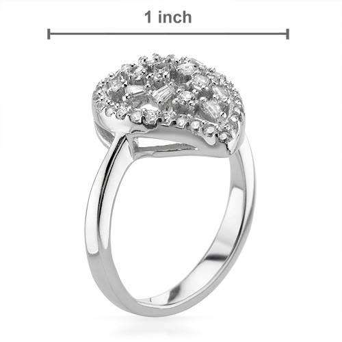 1.50ctw CZ Cluster Silver Ring in Silver- Size 6.5/ 7