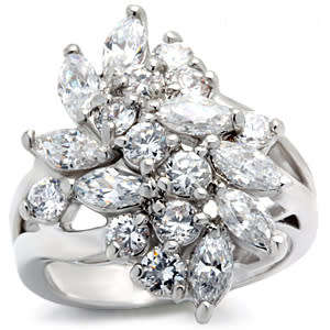 Floral CubicZirconia Costume Dress Ring- Sizes 7/8