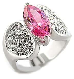 Pink and Clear CZ Ring- Size 10