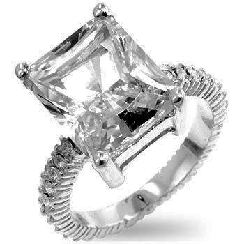 6ct Emerald Cut CZ Costume Ring- Size 8-10