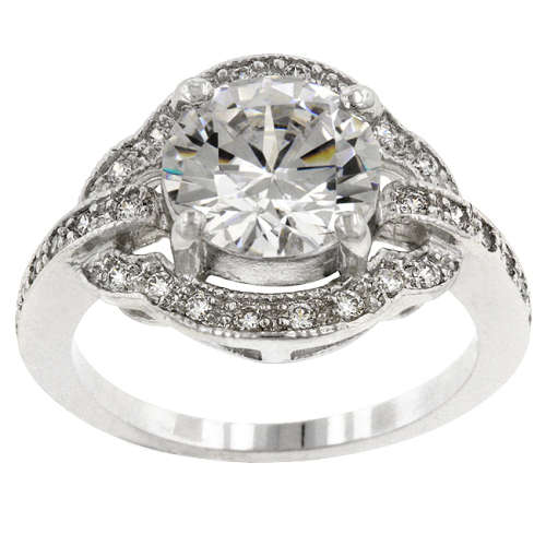 3.00ctw Clear CZ Antique Style Costume Ring-  Size 8/ 9