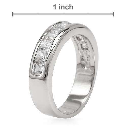 2.70ctw Princess CZ Half Eternity Band in Silver- Size 8