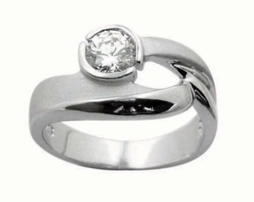 Clear CZ Ring in Silver with Matt Finish Size 7, 10