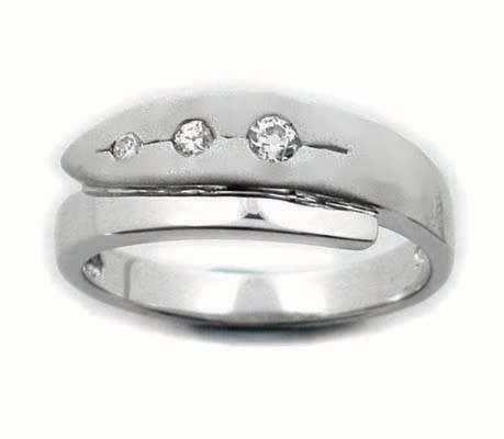 3 Stone CZ Band in Silver - Size 7,8, 9