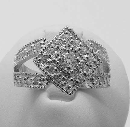 925 Sterling Silver Simulated Diamond Pave Set Ring-Size 6