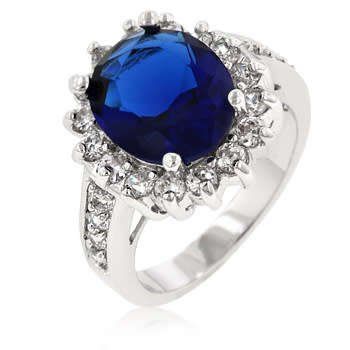 Simulated sapphire and Diamond Style Ring Size 9