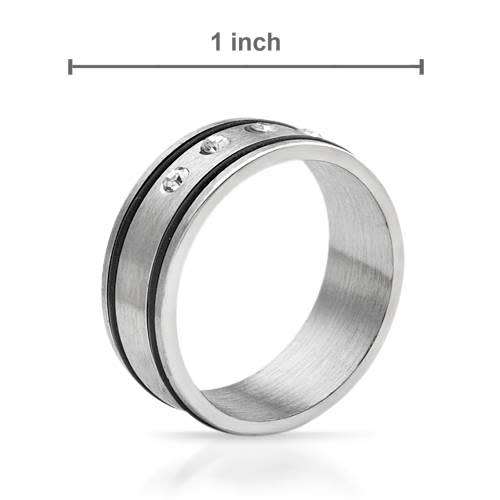 Men`s Two-tone Stainless Steel Crystal Wedding Band Size 13.5