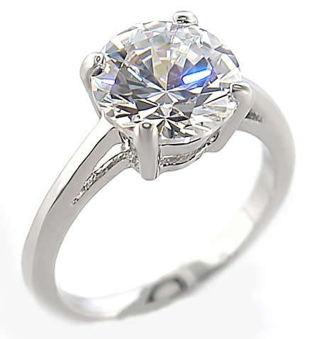 Round Cut 3.5ct Cubic Zirconia Solitaire Ring- Size 8 / 9