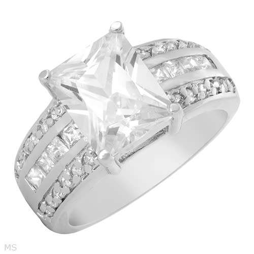 8.25ctw CZ Emerald cut Ring- Size 7/ 10