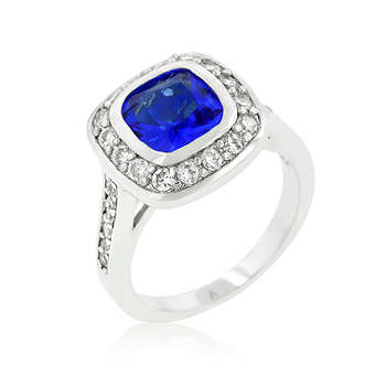 Simulated Sapphire and Diamond Ring- Size 9